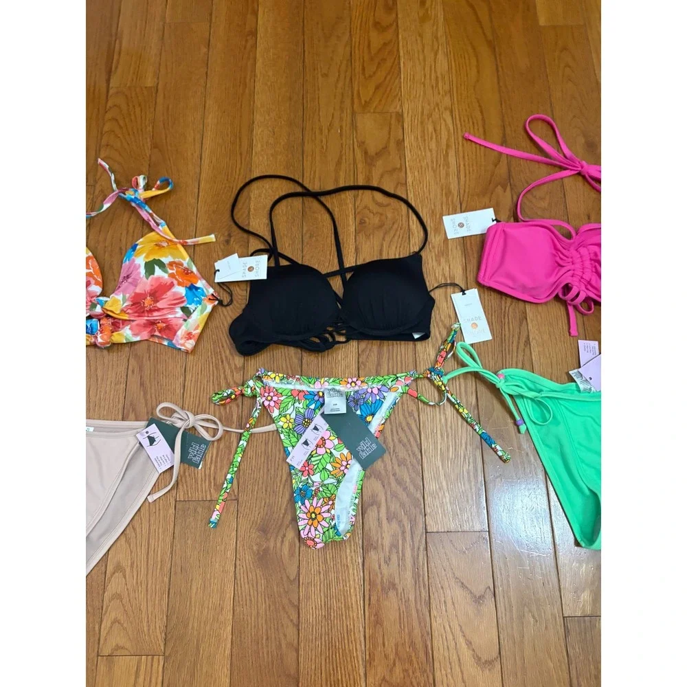8pc NWT Target Bikini Bundle Shade & Shore Wild Fable Floral‎ Solid XS S 32B 36B